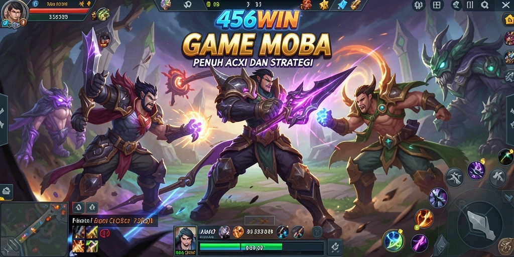 Screenshot dari gameplay MOBA yang menampilkan aksi seru di arena pertempuran.