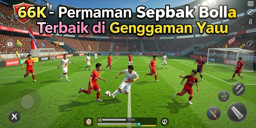 Tampilan gameplay 66K yang menegangkan saat momen mencetak gol.