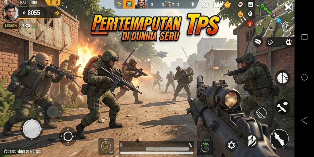 Tangkapan layar menampilkan aksi intens dalam game TPS 8055.