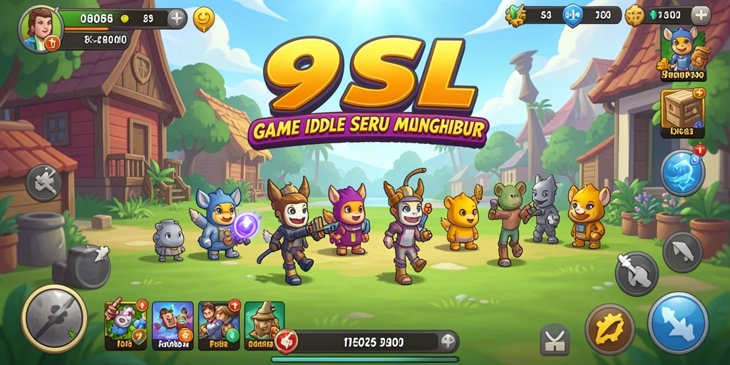 Tampilan permainan 9SL dengan karakter dan misi menarik.