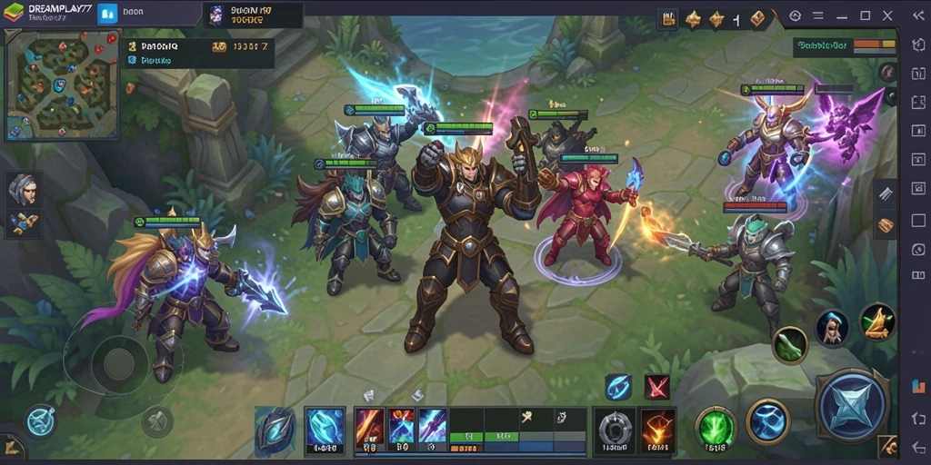 Screenshot utama dari DREAMPLAY77 menampilkan aksi pertarungan seru dalam dunia MMORPG.