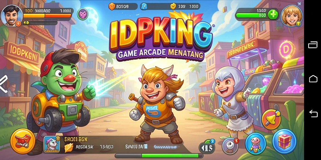 Tampilan gameplay seru dari IDPKING dengan karakter penuh warna.