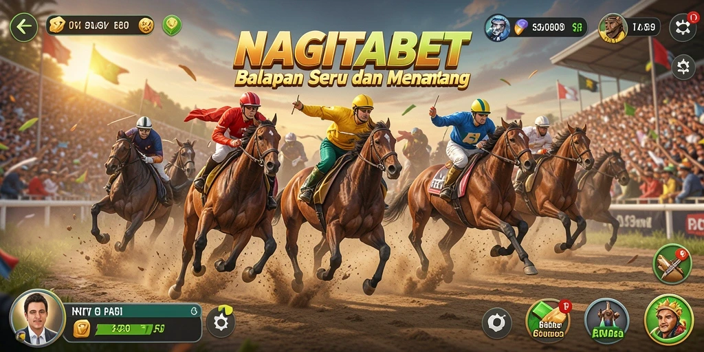 Screenshot utama NAGITABET menampilkan aksi balapan yang mendebarkan.