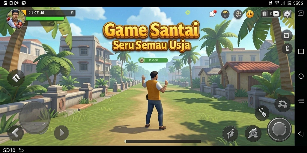 Tangkapan layar utama SD107 menampilkan gameplay seru dan karakter lucu.