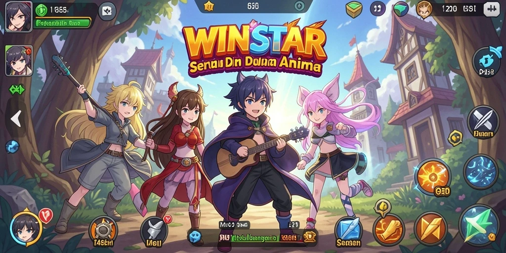 Tampilan gameplay <strong>WINSTAR</strong> yang penuh warna dan karakter menarik.